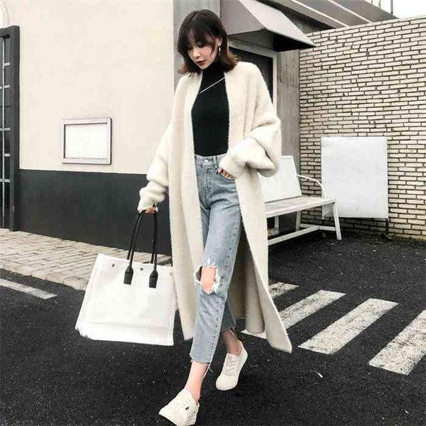 womens winter loose faux mink velvet sweater oversized female warm knitted woolen cardigan long fur overcoat, White;black
womens winter loose faux mink velvet sweater oversized female warm knitted woolen cardigan long fur overcoat, White;black