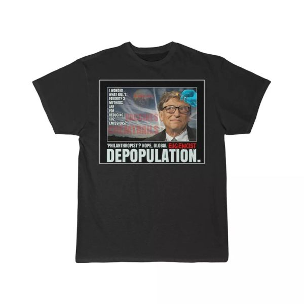 bill gates depopulation men's short sleeve tee, White;black
bill gates depopulation men's short sleeve tee, White;black