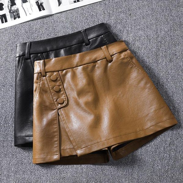 women's shorts autumn winter for women casual high waist wide leg female fashion slim pu leather solid mini skirts c287, White;black
women's shorts autumn winter for women casual high waist wide leg female fashion slim pu leather solid mini skirts c287, White;black