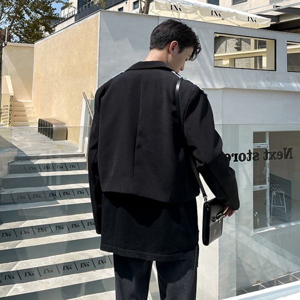 menswear korean fashion denim splicing blazers 2021 new notched single button short suit jacket autumn winter chic clothes, White;black
menswear korean fashion denim splicing blazers 2021 new notched single button short suit jacket autumn winter chic clothes, White;black