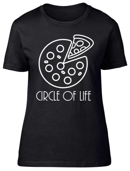 Circle of Life Pizza Ladies Womens Fitted T-Shirt, White;black