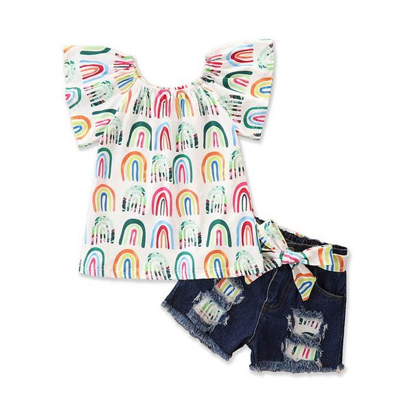 kids clothing sets girls outfits baby clothes child suit children wear summer short-sleeved rainbow blouses denim shorts jeans 2pcs b6870, White
kids clothing sets girls outfits baby clothes child suit children wear summer short-sleeved rainbow blouses denim shorts jeans 2pcs b6870, White