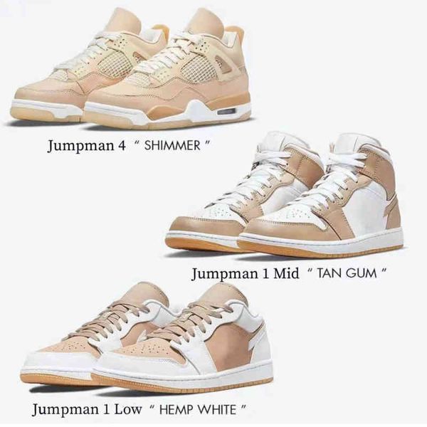 2021 jumpman 1 low 4 mid basketball shoes shimmer tan gum hemp white brown men women outdoor jogging sneaeker dj0675-200, Black
2021 jumpman 1 low 4 mid basketball shoes shimmer tan gum hemp white brown men women outdoor jogging sneaeker dj0675-200, Black