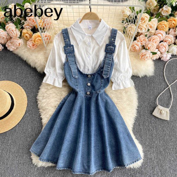 women summer design set blouse+off shoulder a line strap denim dress two pieces set 210715, Black;gray
women summer design set blouse+off shoulder a line strap denim dress two pieces set 210715, Black;gray