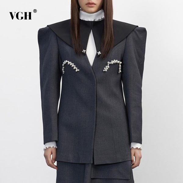 women's suits & blazers vgh casual pearls patchwork temperament blazer female notched long sleeve loose solid fashion coat for women au, White;black
women's suits & blazers vgh casual pearls patchwork temperament blazer female notched long sleeve loose solid fashion coat for women au, White;black