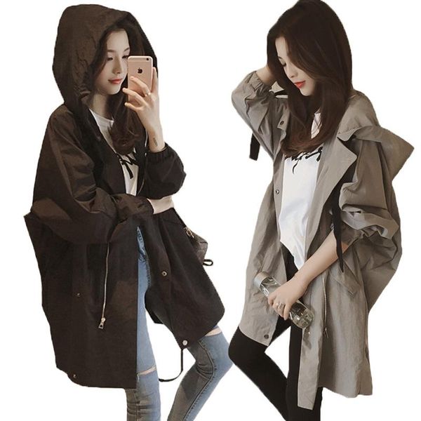 women's trench coats women windbreaker loose zipper polyester fiber pocket hooded button long, Tan;black
women's trench coats women windbreaker loose zipper polyester fiber pocket hooded button long, Tan;black