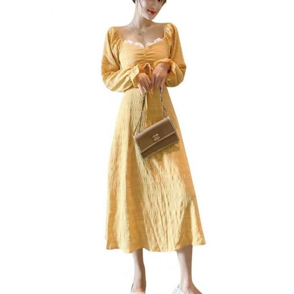 women's spring autumn dress solid color long sleeve square neck lace up korean elegant ss3607 casual dresses, Black;gray
women's spring autumn dress solid color long sleeve square neck lace up korean elegant ss3607 casual dresses, Black;gray