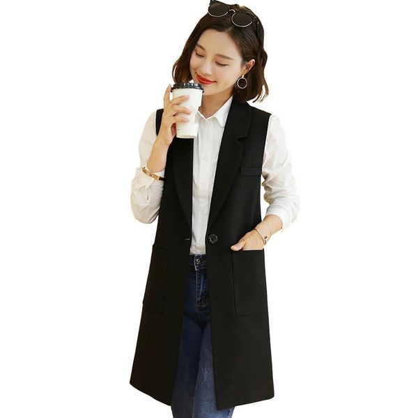 women's vests office lady black casual long vest women elegant single button coat sleeveless jackets ladies slim waistcoat plus size, Black;white
women's vests office lady black casual long vest women elegant single button coat sleeveless jackets ladies slim waistcoat plus size, Black;white