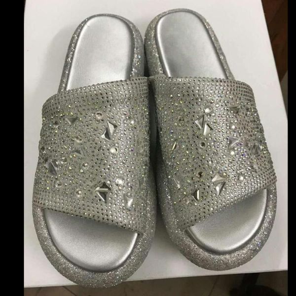 slippers crystal women casual shoes platform rhinestone shiny woman slide thick heel luxury design flat sandals, Black
slippers crystal women casual shoes platform rhinestone shiny woman slide thick heel luxury design flat sandals, Black