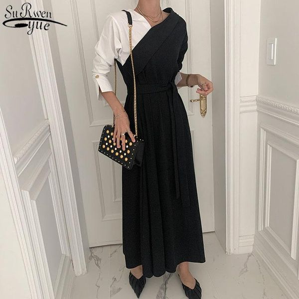 high waist v neck dress for women ol 2021 spring korean style elegant long dresses a line female clothing robe femme casual, Black;gray
high waist v neck dress for women ol 2021 spring korean style elegant long dresses a line female clothing robe femme casual, Black;gray
