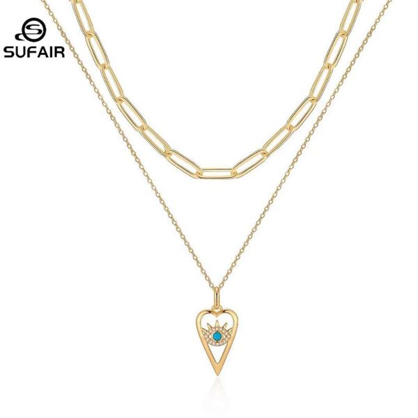chains sufair 14k gold 2pc evil eye heart shaped pendant necklace for women paperclip chain link layered girl jewelry, Silver
chains sufair 14k gold 2pc evil eye heart shaped pendant necklace for women paperclip chain link layered girl jewelry, Silver