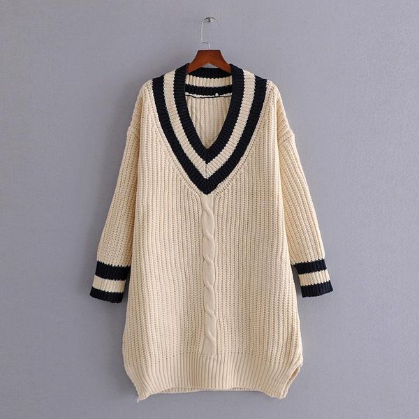 women's knits & tees 2021 autumn and winter korean version of the lazy style v-neck knitted dress with contrasting edges ladies trendy, White
women's knits & tees 2021 autumn and winter korean version of the lazy style v-neck knitted dress with contrasting edges ladies trendy, White