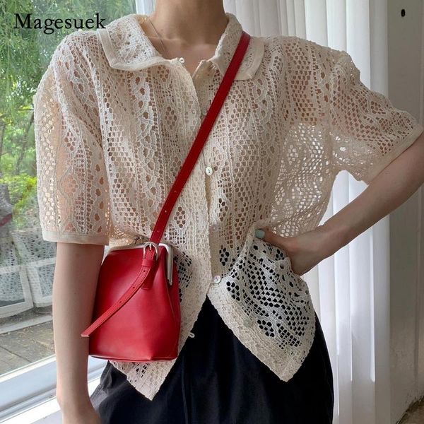 women's blouses & shirts summer loose lace shirt women 2021 korean chic solid hollow out crochet blouse casual sweet office ladies blu, White
women's blouses & shirts summer loose lace shirt women 2021 korean chic solid hollow out crochet blouse casual sweet office ladies blu, White
