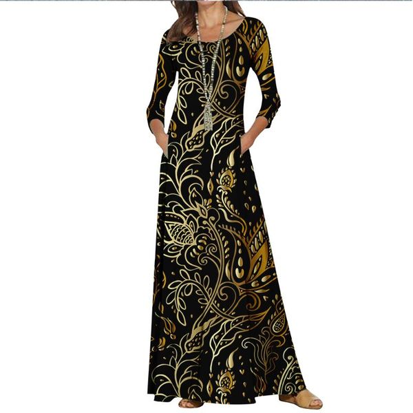 casual dresses cross-border women's retro pattern printed round neck slim dress, Black;gray
casual dresses cross-border women's retro pattern printed round neck slim dress, Black;gray