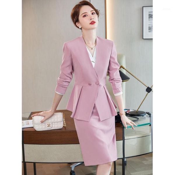 two piece dress 2022 fashion pink blazer women business suits skirt and jacket sets ladies work wear office uniform styles, White
two piece dress 2022 fashion pink blazer women business suits skirt and jacket sets ladies work wear office uniform styles, White