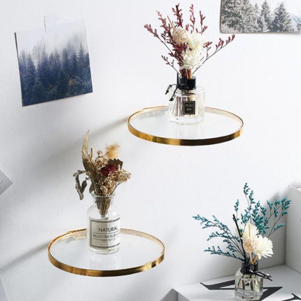 kitchen storage & organization 1 pcs wall mounted gold glass shelf round items hanging rack
kitchen storage & organization 1 pcs wall mounted gold glass shelf round items hanging rack