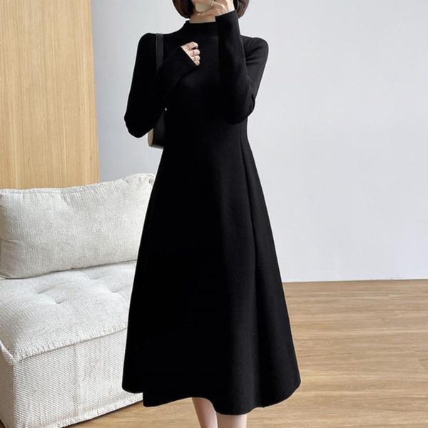 casual dresses thick long sleeve women sweater chic half high collar a-line female knitted robes 2021 autumn winter vestidos, Black;gray
casual dresses thick long sleeve women sweater chic half high collar a-line female knitted robes 2021 autumn winter vestidos, Black;gray