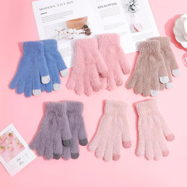five fingers gloves outdoor cycling riding driving knitted thick warm touch screen imitation cashmere full finger female plush mittens warmt, Blue;gray
five fingers gloves outdoor cycling riding driving knitted thick warm touch screen imitation cashmere full finger female plush mittens warmt, Blue;gray