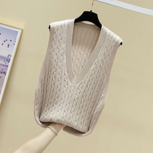 autumn v-neck linen color knitted vest women's vest loose sweater waistcoat sleeveless top, White
autumn v-neck linen color knitted vest women's vest loose sweater waistcoat sleeveless top, White