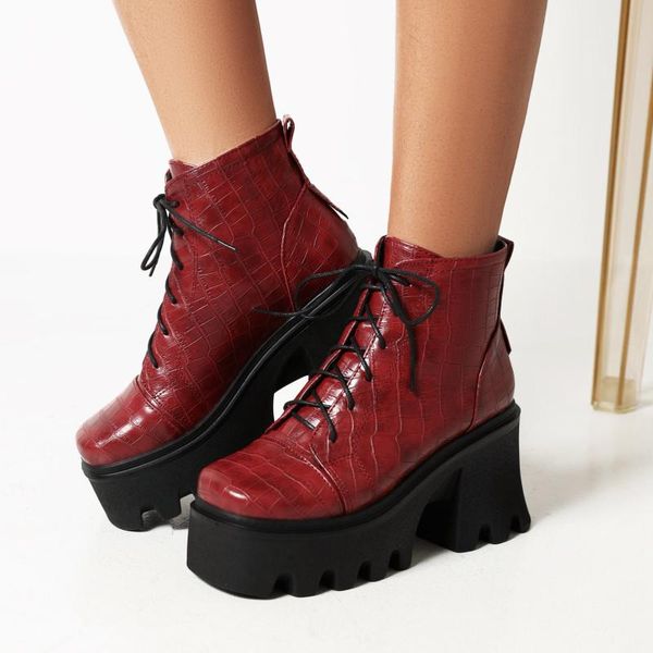 boots stone grain microfiber square toe high-heel platform ankle lace-up polyurethane sole leather women's, Black
boots stone grain microfiber square toe high-heel platform ankle lace-up polyurethane sole leather women's, Black