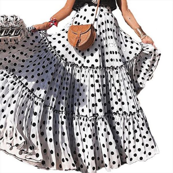 summer plus size polka dot womens skirts high waist ruffled a line swing maxi skirt, Black
summer plus size polka dot womens skirts high waist ruffled a line swing maxi skirt, Black
