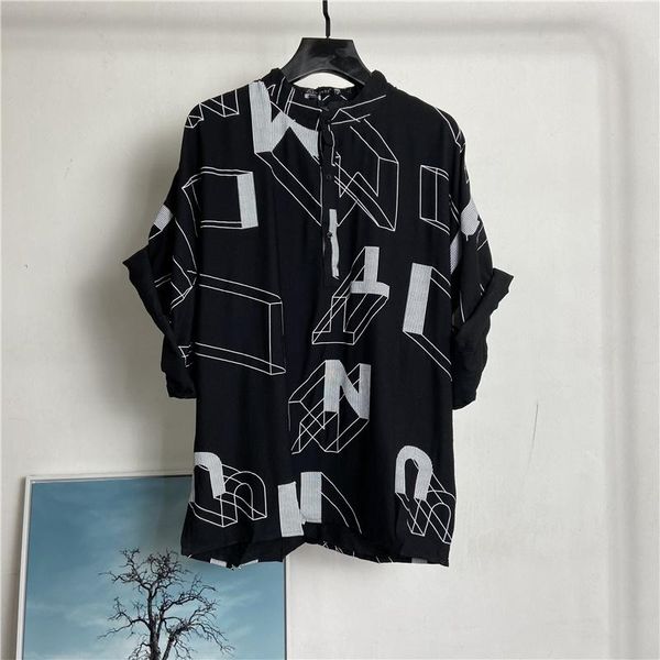 men's casual shirts stand men collar half sleeve loose letter print thin shirt summer high street hip hop style male -xl, White;black
men's casual shirts stand men collar half sleeve loose letter print thin shirt summer high street hip hop style male -xl, White;black