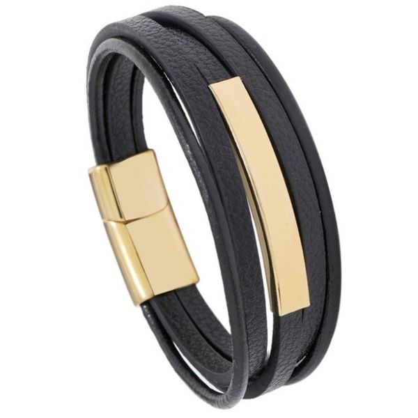 charm bracelets fashion 5 layers black gold color punk stainless steel leather bracelet wristbands magnetic buttons simple bangle casual jew, Golden;silver
charm bracelets fashion 5 layers black gold color punk stainless steel leather bracelet wristbands magnetic buttons simple bangle casual jew, Golden;silver