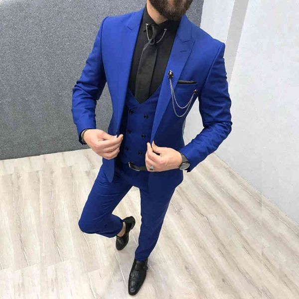 men's suits & blazers three piece royal blue men peaked lapel custom made wedding tuxedos slim fit male (jacket + pants vest+tie), White;black
men's suits & blazers three piece royal blue men peaked lapel custom made wedding tuxedos slim fit male (jacket + pants vest+tie), White;black