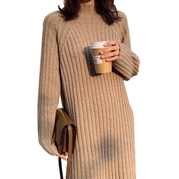 women's sweaters women autumn winter solid cotton sweater dresses fashion loose o-neck pullover casual basic straight knitted long dres, White;black