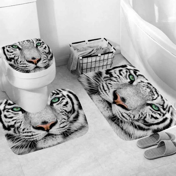 shower curtains three-piece non-slip african tiger leopard lion bath mat polyester fabric black and white u-shaped floor home decoration
shower curtains three-piece non-slip african tiger leopard lion bath mat polyester fabric black and white u-shaped floor home decoration