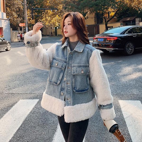 women's down & parkas lamb hair denim stitching jacket women autumn and winter all-match short padded cotton, Black
women's down & parkas lamb hair denim stitching jacket women autumn and winter all-match short padded cotton, Black