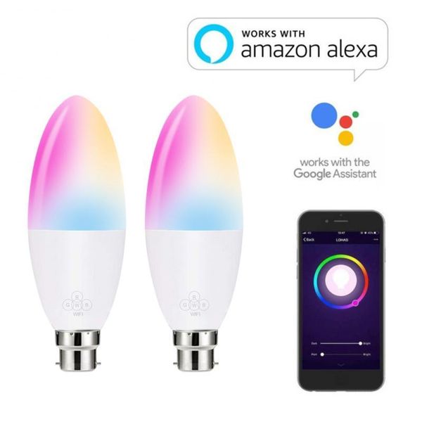 bulbs dimmable e14/e26/e27/b22 led lamp rgb 6w wifi smart bulb alexa google home remote control color light 85-265v for 
bulbs dimmable e14/e26/e27/b22 led lamp rgb 6w wifi smart bulb alexa google home remote control color light 85-265v for