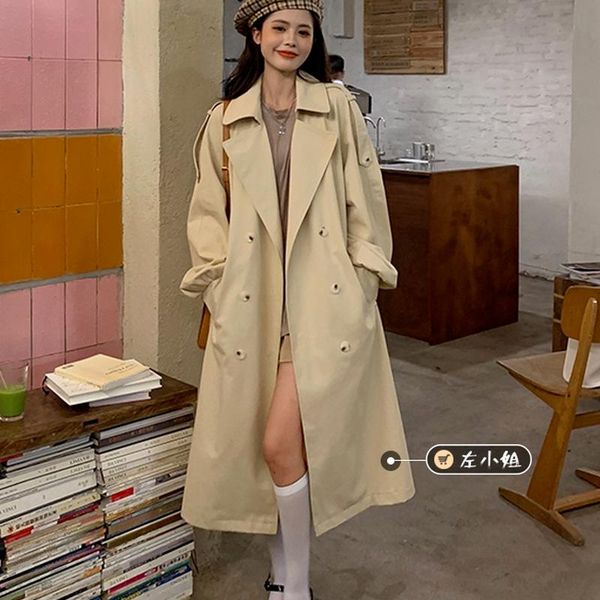 women's trench coats elegant double breasted long woman lace up slim waist fall windbreaker women turn-down collar simple autumn coat, Tan;black
women's trench coats elegant double breasted long woman lace up slim waist fall windbreaker women turn-down collar simple autumn coat, Tan;black