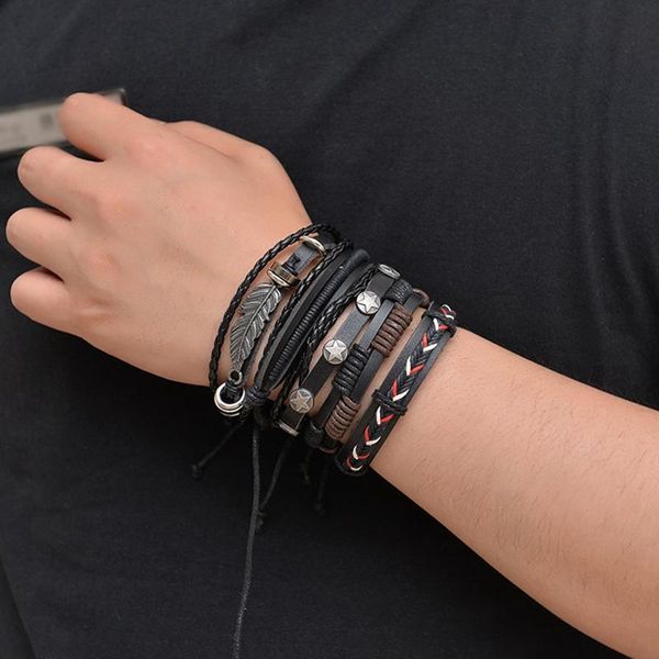 vintage leaf feather multilayer leather bracelet men fashion braided handmade star rope wrap bracelets & bangles male gift charm, Golden;silver
vintage leaf feather multilayer leather bracelet men fashion braided handmade star rope wrap bracelets & bangles male gift charm, Golden;silver