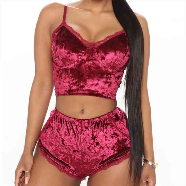 golden velvet solid color womens sleepwears two pieces pajama sets sleeveless strap tank shorts female lingerie set, Black;red
golden velvet solid color womens sleepwears two pieces pajama sets sleeveless strap tank shorts female lingerie set, Black;red