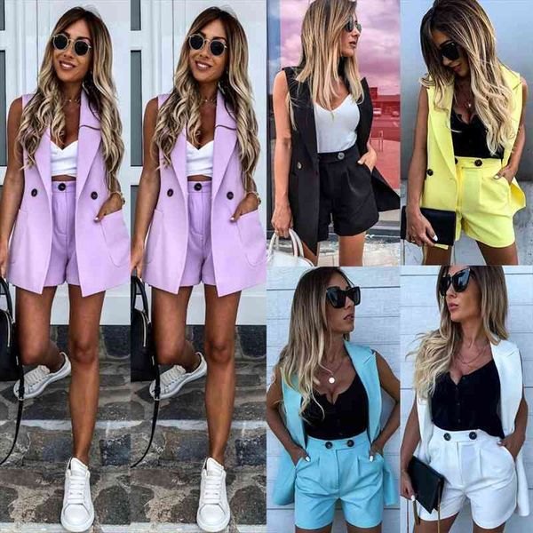two piece suit waistcoat womens tracksuits and shorts set solid color vest coat single button yellow sleeveless blazers with, Gray
two piece suit waistcoat womens tracksuits and shorts set solid color vest coat single button yellow sleeveless blazers with, Gray