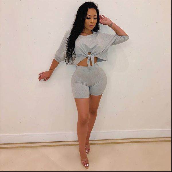 lounge wear fitness bodycon suit womens tracksuits 2pcs lace up crop short pants tracksuit ladies casual home set wholesale, Gray
lounge wear fitness bodycon suit womens tracksuits 2pcs lace up crop short pants tracksuit ladies casual home set wholesale, Gray