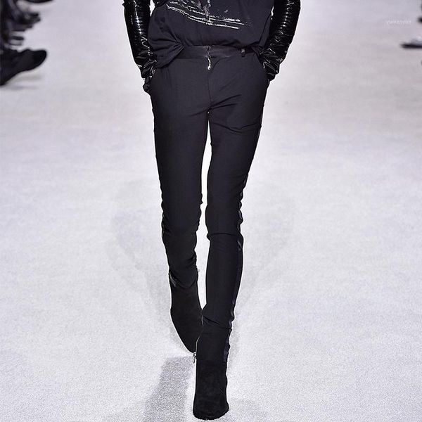 men's pants spring casual personality small foot zipper design stitching line slim fashion pencil, Black
men's pants spring casual personality small foot zipper design stitching line slim fashion pencil, Black