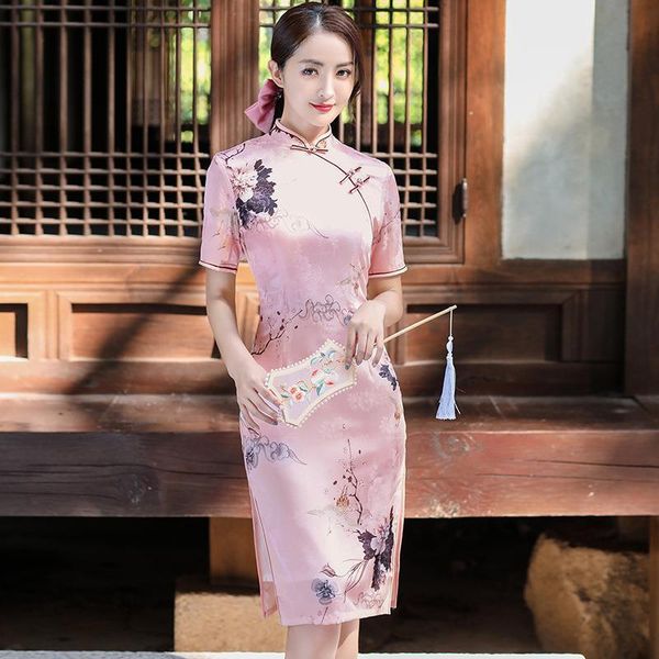 ethnic clothing retro button mandarin collar cheongsams female slim qipao classic elegant evening party gown pink print chinese dress, Red
ethnic clothing retro button mandarin collar cheongsams female slim qipao classic elegant evening party gown pink print chinese dress, Red