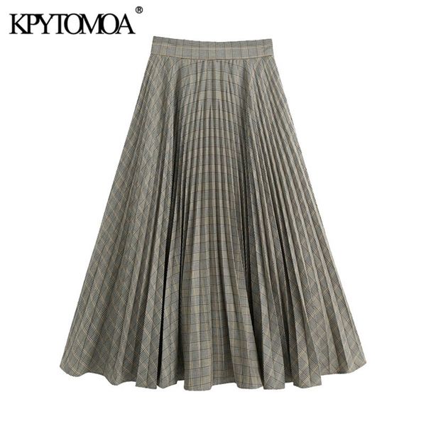 women chic fashion office wear pleated check midi skirt high waist side zipper plaid female skirts mujer 210420, Black
women chic fashion office wear pleated check midi skirt high waist side zipper plaid female skirts mujer 210420, Black