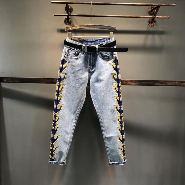 women's jeans woman high waist harem pants korean style embroidery zipper pockets office lady loose female long 2021 spring, Blue
women's jeans woman high waist harem pants korean style embroidery zipper pockets office lady loose female long 2021 spring, Blue