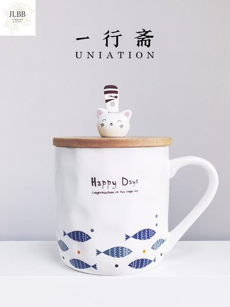 mugs cute cartoon japanese kitten blue and white fish ceramic mark water cup wooden cover spoon milk breakfast
mugs cute cartoon japanese kitten blue and white fish ceramic mark water cup wooden cover spoon milk breakfast