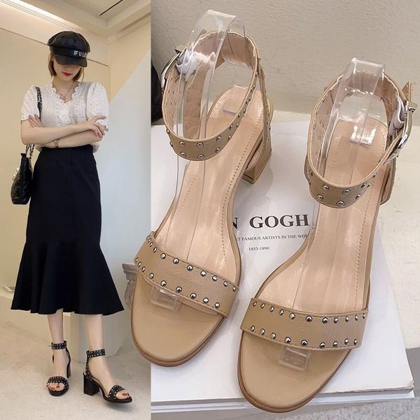 rivets high heels women sandals 2021 summer lady party shoes woman pumps open toe square women's tenis feminino dress, Black
rivets high heels women sandals 2021 summer lady party shoes woman pumps open toe square women's tenis feminino dress, Black