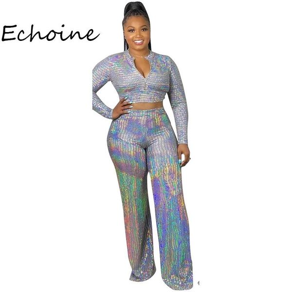 two piece dress 2 set women sequin with zipper long sleeve crop + wide pants tracksuit clubwear autumn outfits, White
two piece dress 2 set women sequin with zipper long sleeve crop + wide pants tracksuit clubwear autumn outfits, White