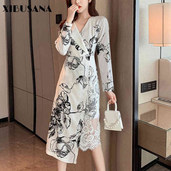 women chiffon dress patchwork lace spring autumn fashion female long sleeve v-neck party dresses a-line vestido 210423, Black;gray
women chiffon dress patchwork lace spring autumn fashion female long sleeve v-neck party dresses a-line vestido 210423, Black;gray