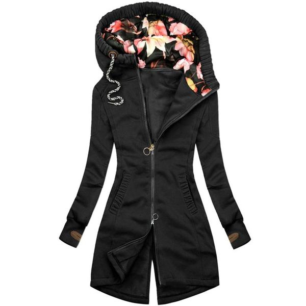 women's jackets spring autumn long-sleeved hooded coat zipper slim casual cardigan medium long print jacket women oversize, Black;brown
women's jackets spring autumn long-sleeved hooded coat zipper slim casual cardigan medium long print jacket women oversize, Black;brown