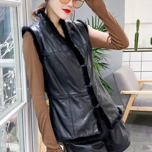 women's vests female leather vest, genuine sleeveless with a turtleneck, for autumn and winter, Black;white
women's vests female leather vest, genuine sleeveless with a turtleneck, for autumn and winter, Black;white