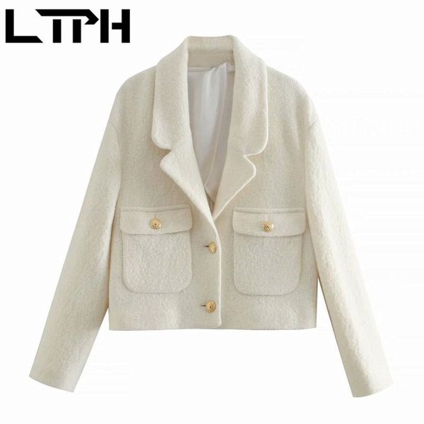 french vintage solid woolen coat women blazer high-quality business casual single breasted jackets autumn winter 210427, White;black
french vintage solid woolen coat women blazer high-quality business casual single breasted jackets autumn winter 210427, White;black