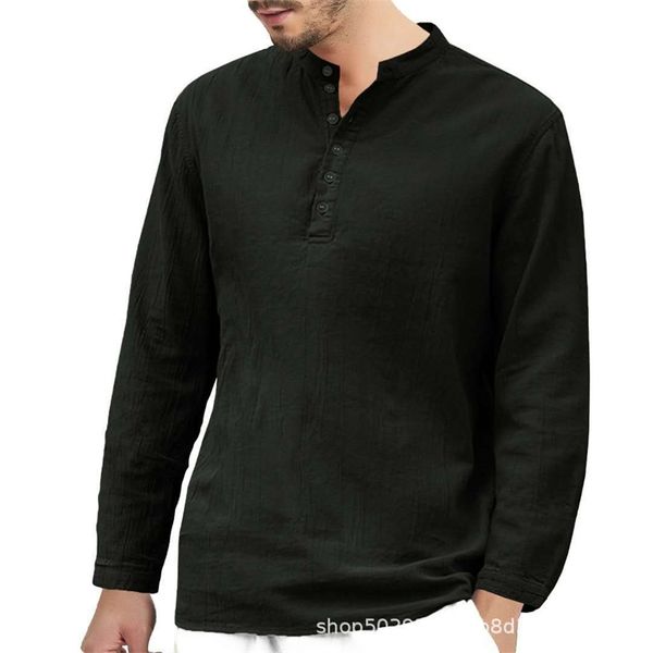 2021 solid color cotton hemp long sleeve henry tie buckle men's casual shirt t-shirt20212022, White;black
2021 solid color cotton hemp long sleeve henry tie buckle men's casual shirt t-shirt20212022, White;black