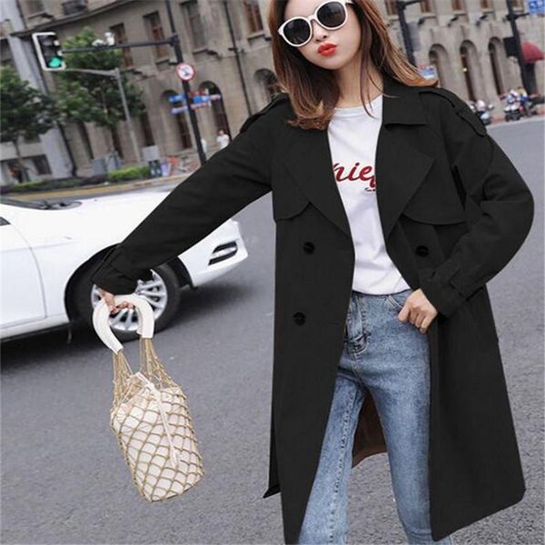 women's trench coats windbreaker long female coat chic loose women belt outwear spring autumn trend, Tan;black
women's trench coats windbreaker long female coat chic loose women belt outwear spring autumn trend, Tan;black